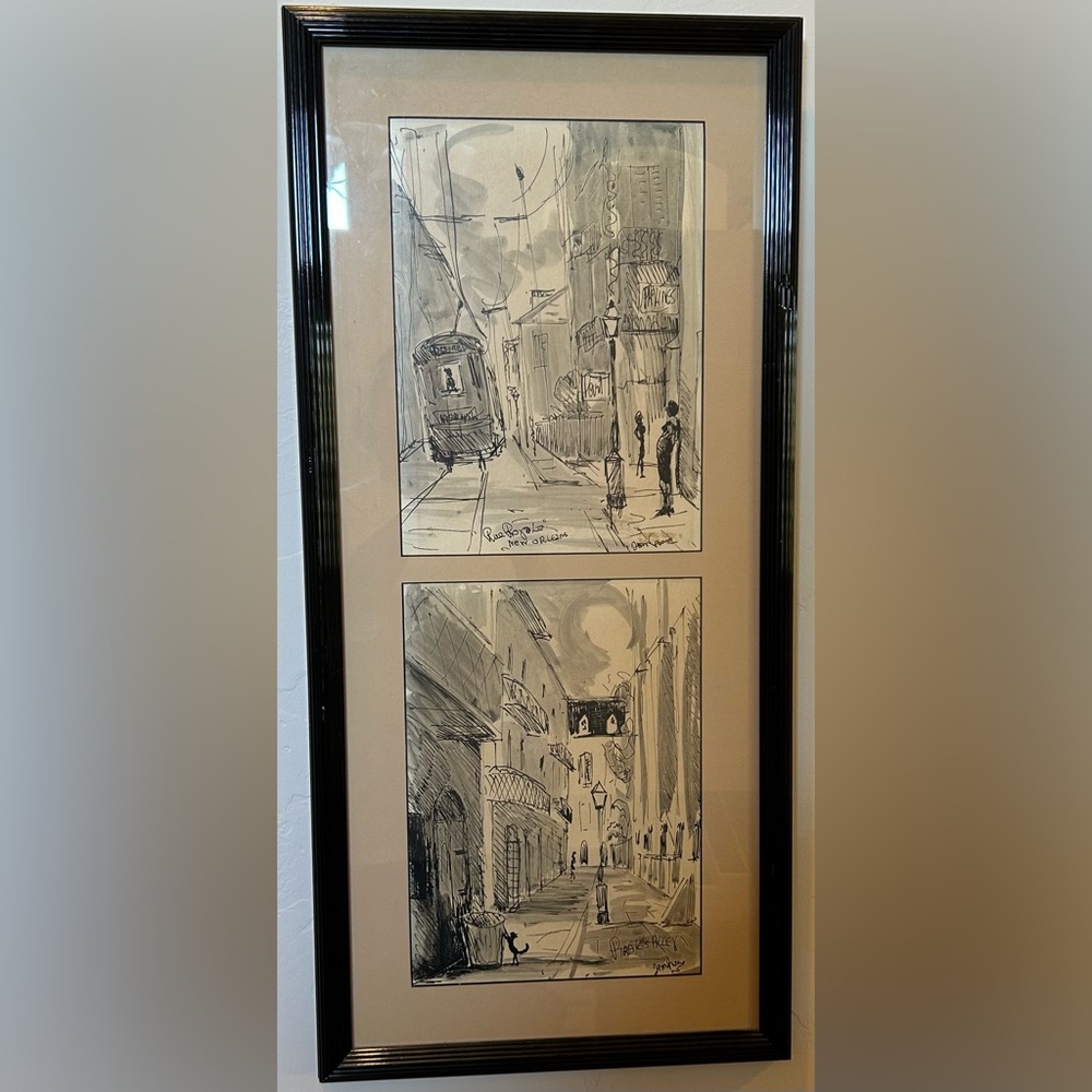 Tom Lane : 1960s Vintage New Orleans Watercolor Scenes:-Streetcar Named Desire
